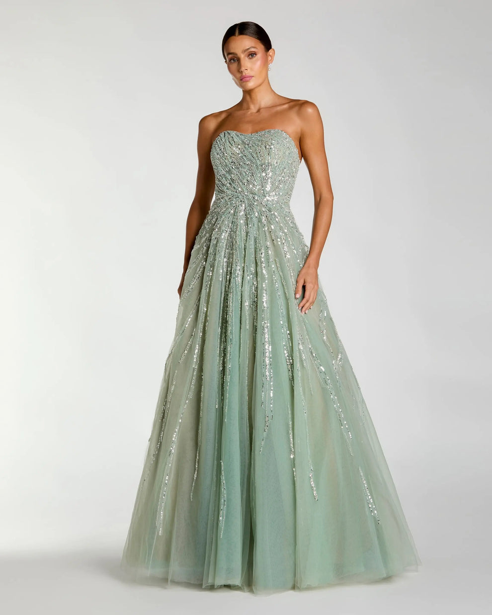 Prom Dresses Sequin Long Formal Ball Gown Prom Dress Mac Duggal 21179 Seafoam