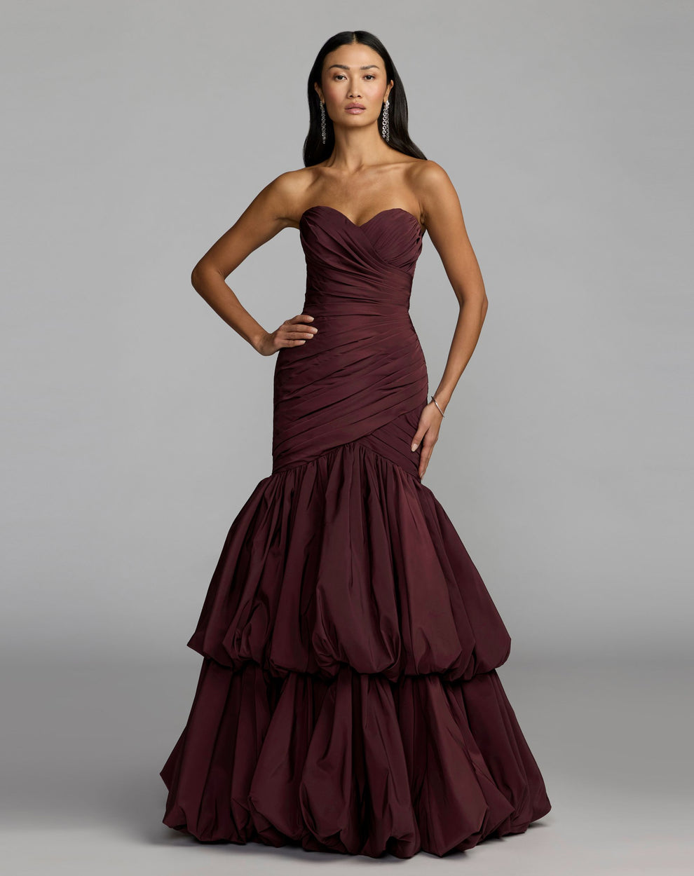 Strapless Curved Neck Floor-Length Satin Prom Mermaid Mac Duggal 21185