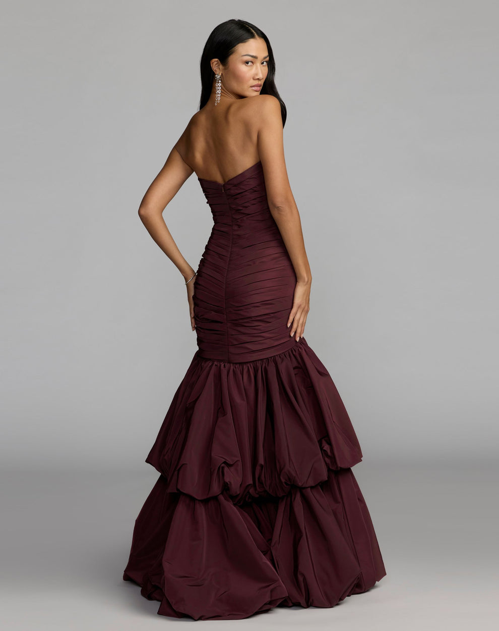 Strapless Curved Neck Floor-Length Satin Prom Mermaid Mac Duggal 21185