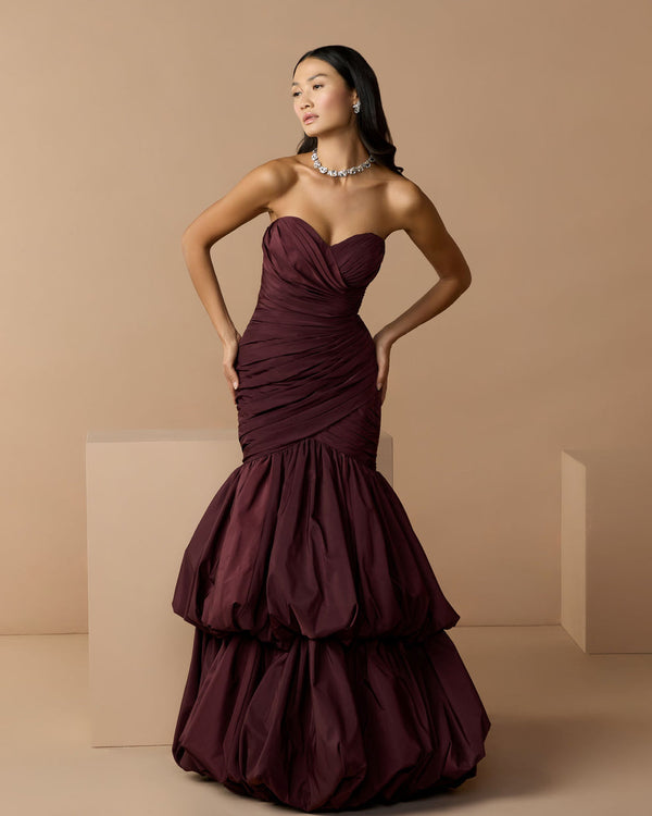 Strapless Curved Neck Floor-Length Satin Prom Mermaid Mac Duggal 21185