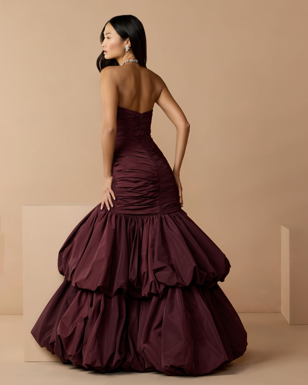 Strapless Curved Neck Floor-Length Satin Occasion Mermaid Mac Duggal 21185