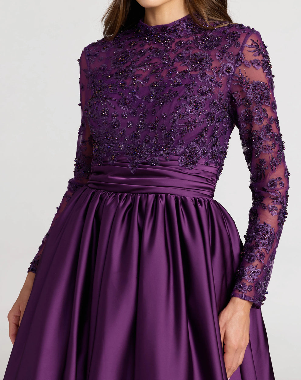 Mother of the Bride Dresses Floral Long Formal Ball Gown Mother of the Bride Dress Mac Duggal 21189 Aubergine