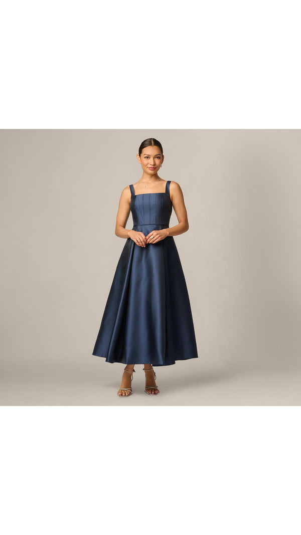 Adrianna Papell Petite Mikado Square Neck Midi Dress 211978