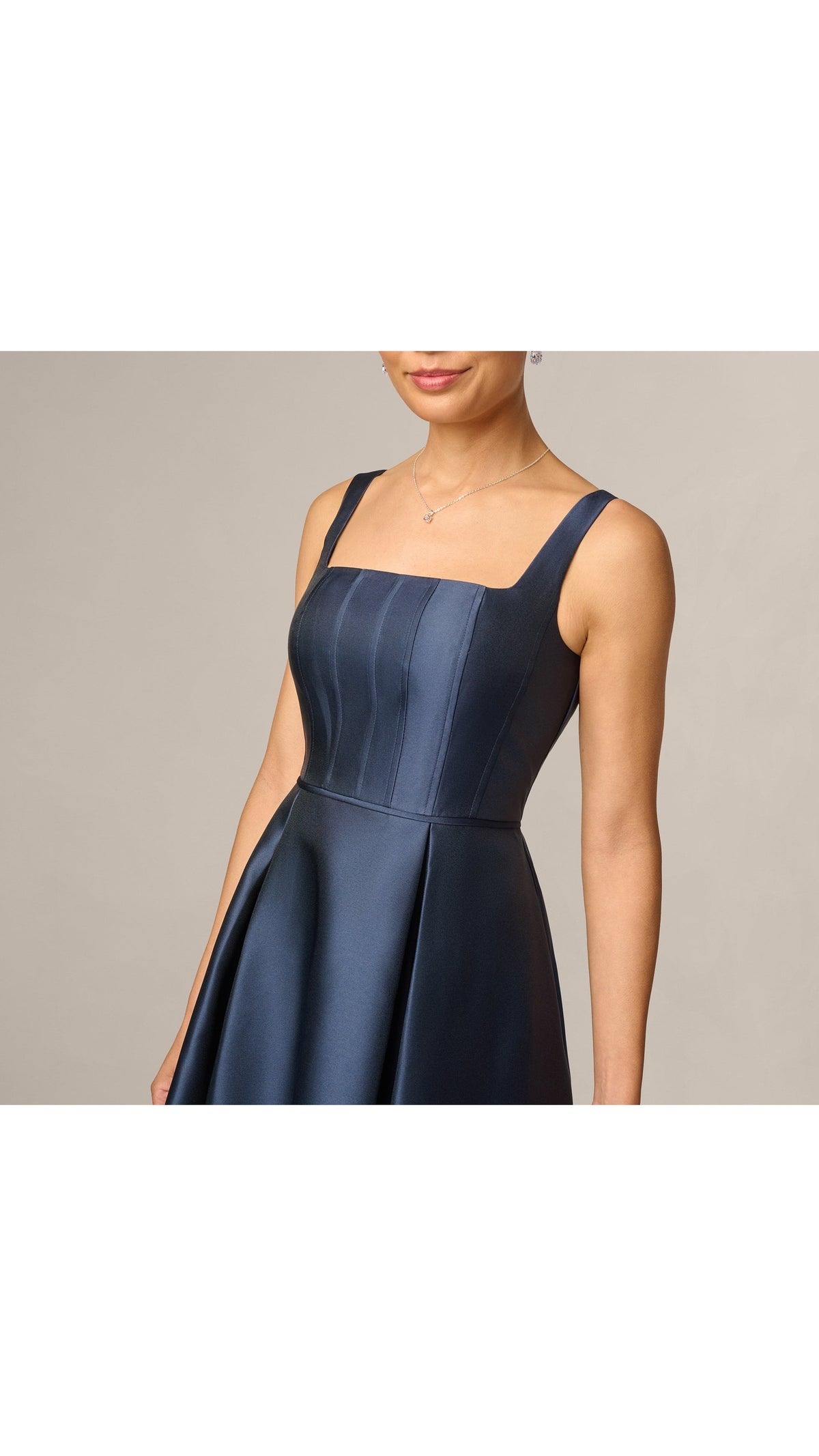 Adrianna Papell Petite Mikado Square Neck Midi Dress 211978