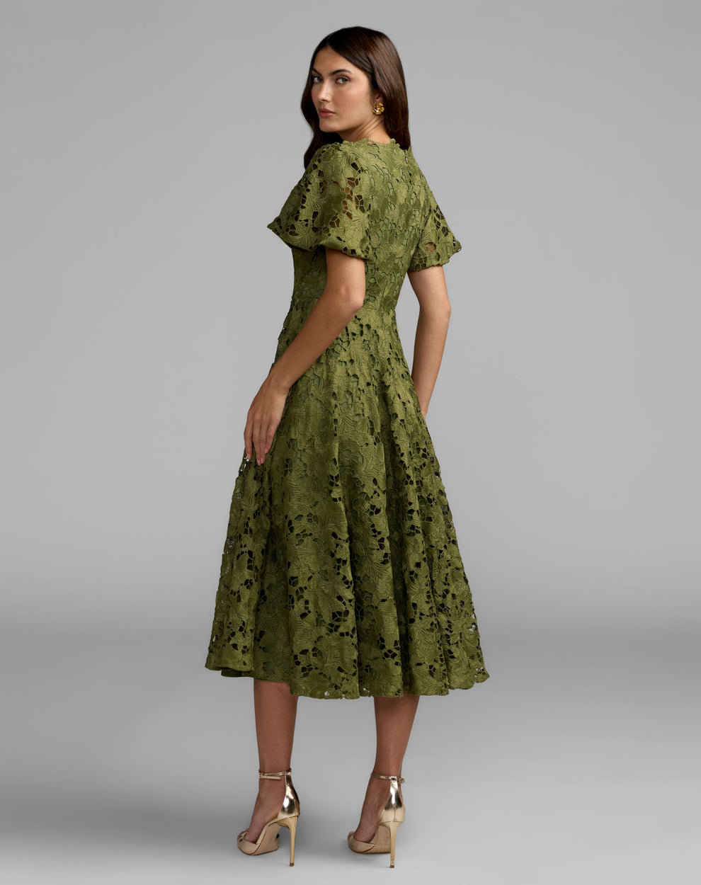Crew High-Neck Midi Lace Cocktail A-Line Mac Duggal 21209
