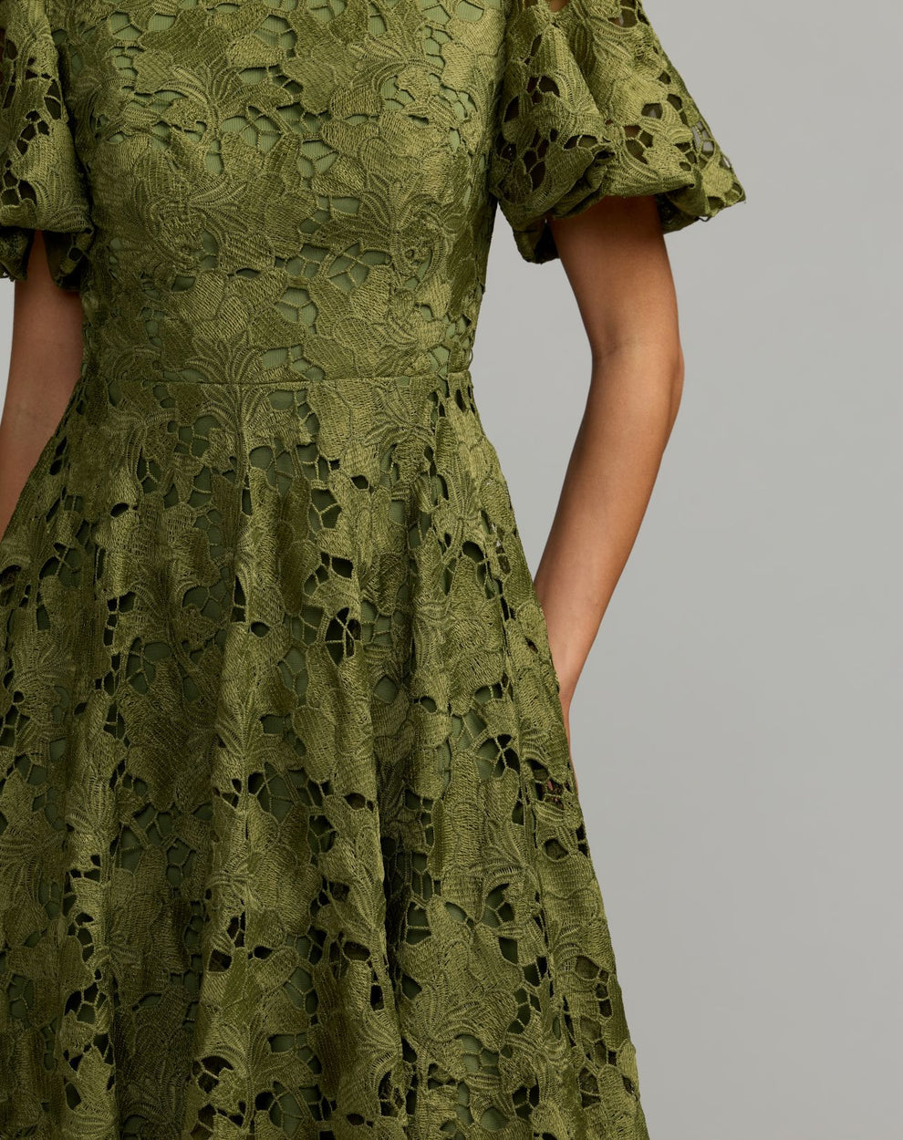 Crew High-Neck Midi Lace Cocktail A-Line Mac Duggal 21209