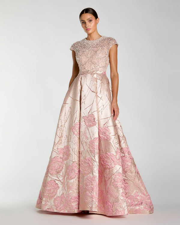 Jewel Floor-Length Satin Evening Gown Ball Gown Mac Duggal 21219