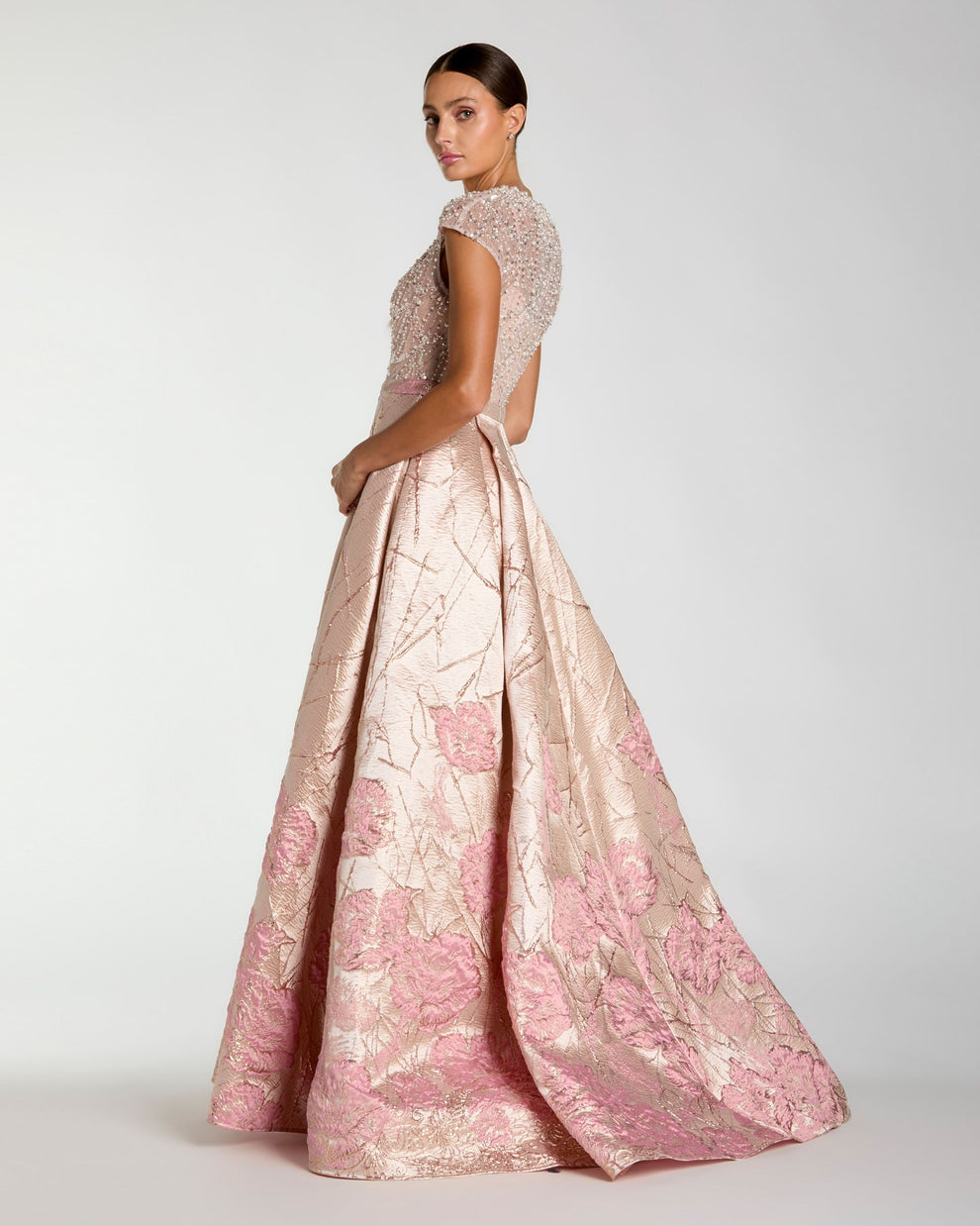 Jewel Floor-Length Satin Evening Gown Ball Gown Mac Duggal 21219