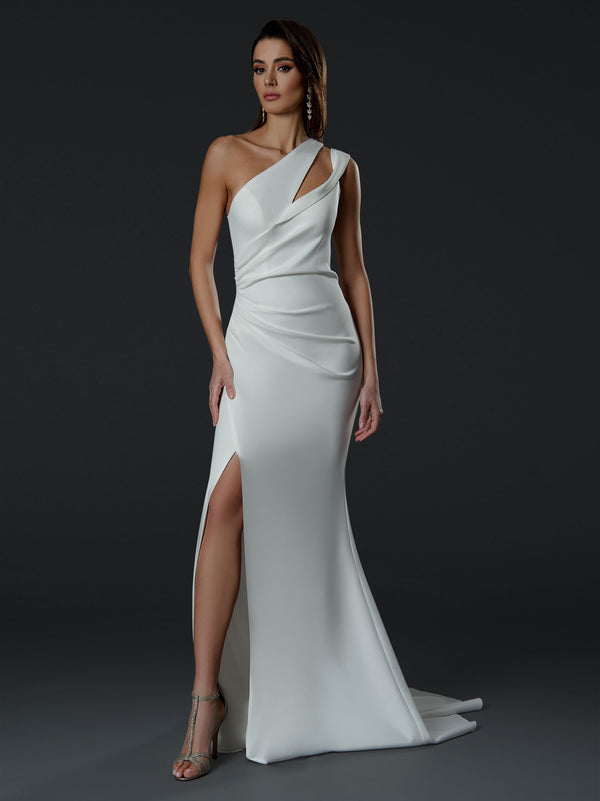 Fitted Long Slit Wedding Dress