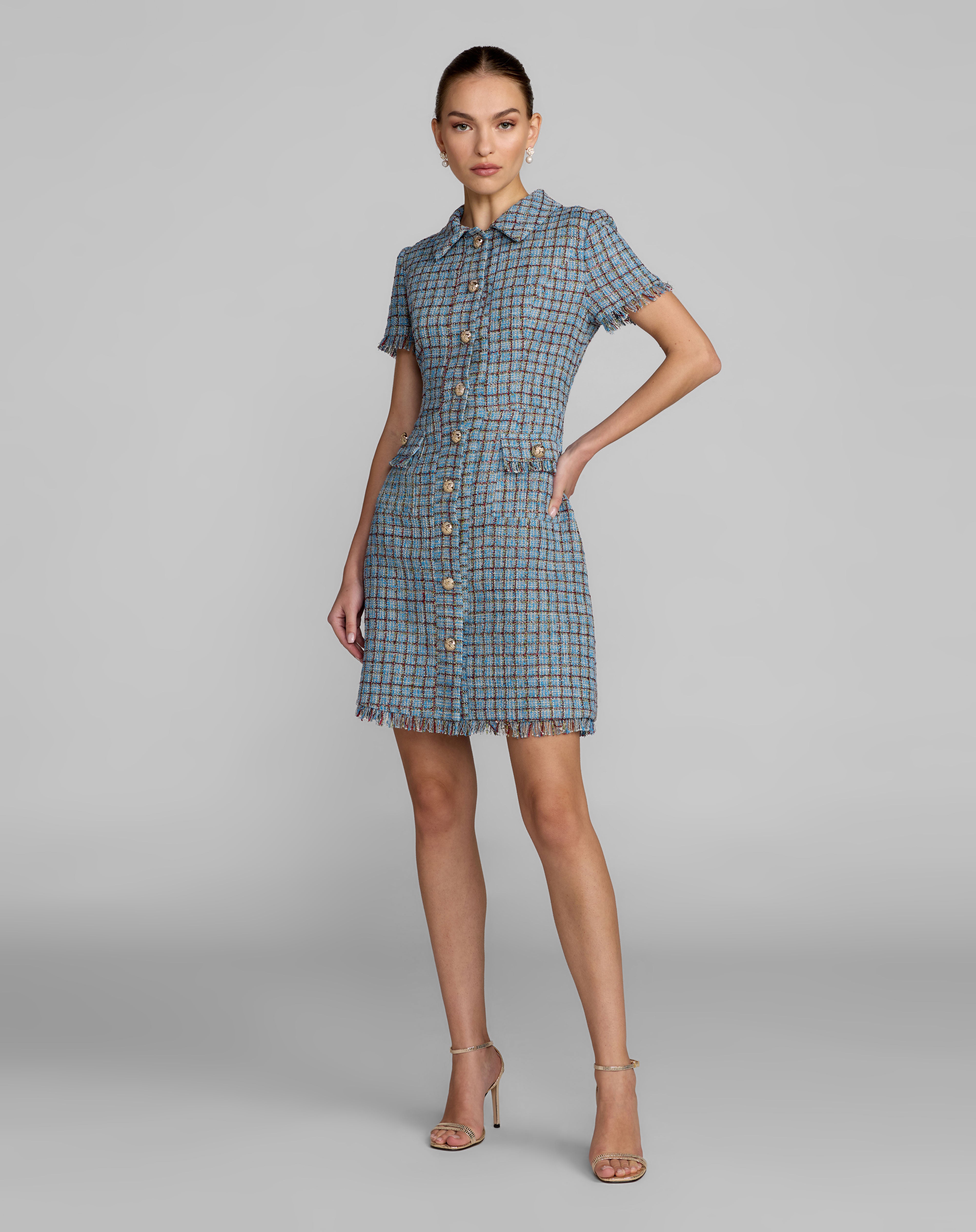 Collar Knee-Length Crepe Cocktail Fit & Flare Mac Duggal 21221
