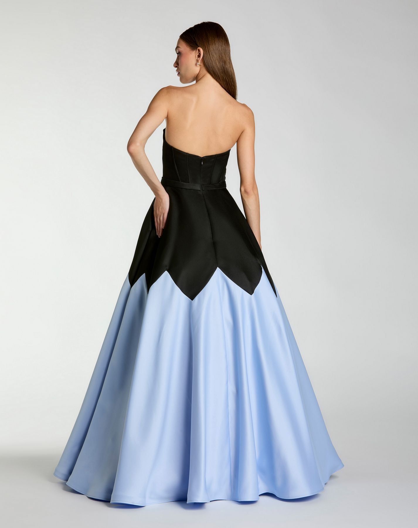 Prom Dresses Long Formal Corset Prom Dress - A Line - Mac Duggal 21229 Black Blue-Satin-21229-Corset