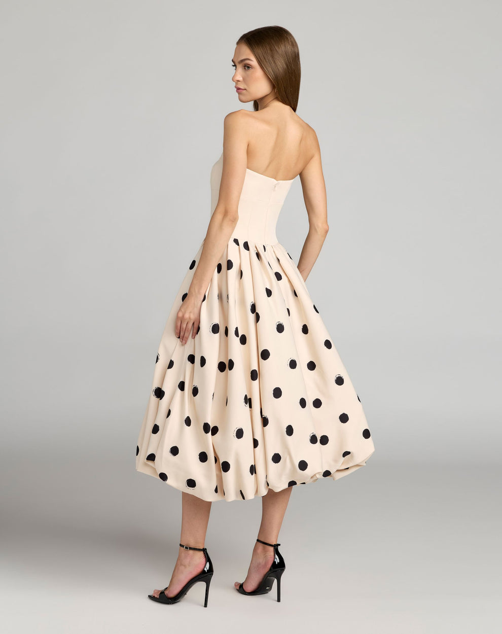 Cocktail Dresses Short Print A Line Midi Cocktail Dress Mac Duggal 21234 Ecru Multi
