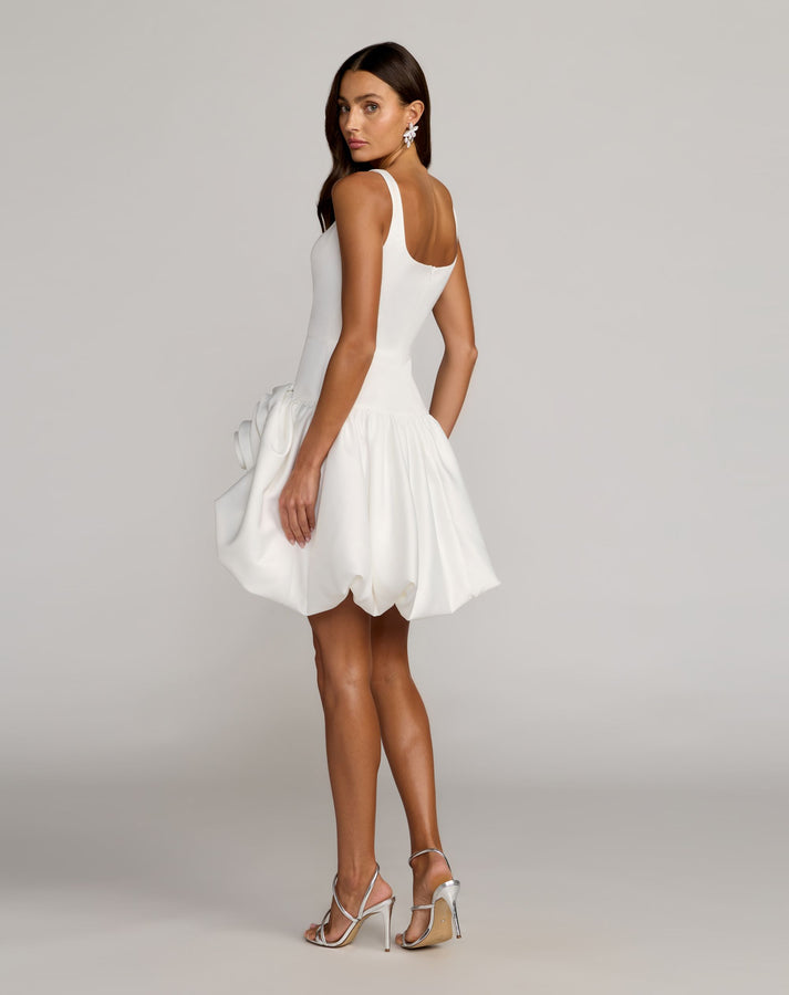 Wedding Dresses Short 3D Floral Mini Wedding Dress Mac Duggal 21237 Ivory