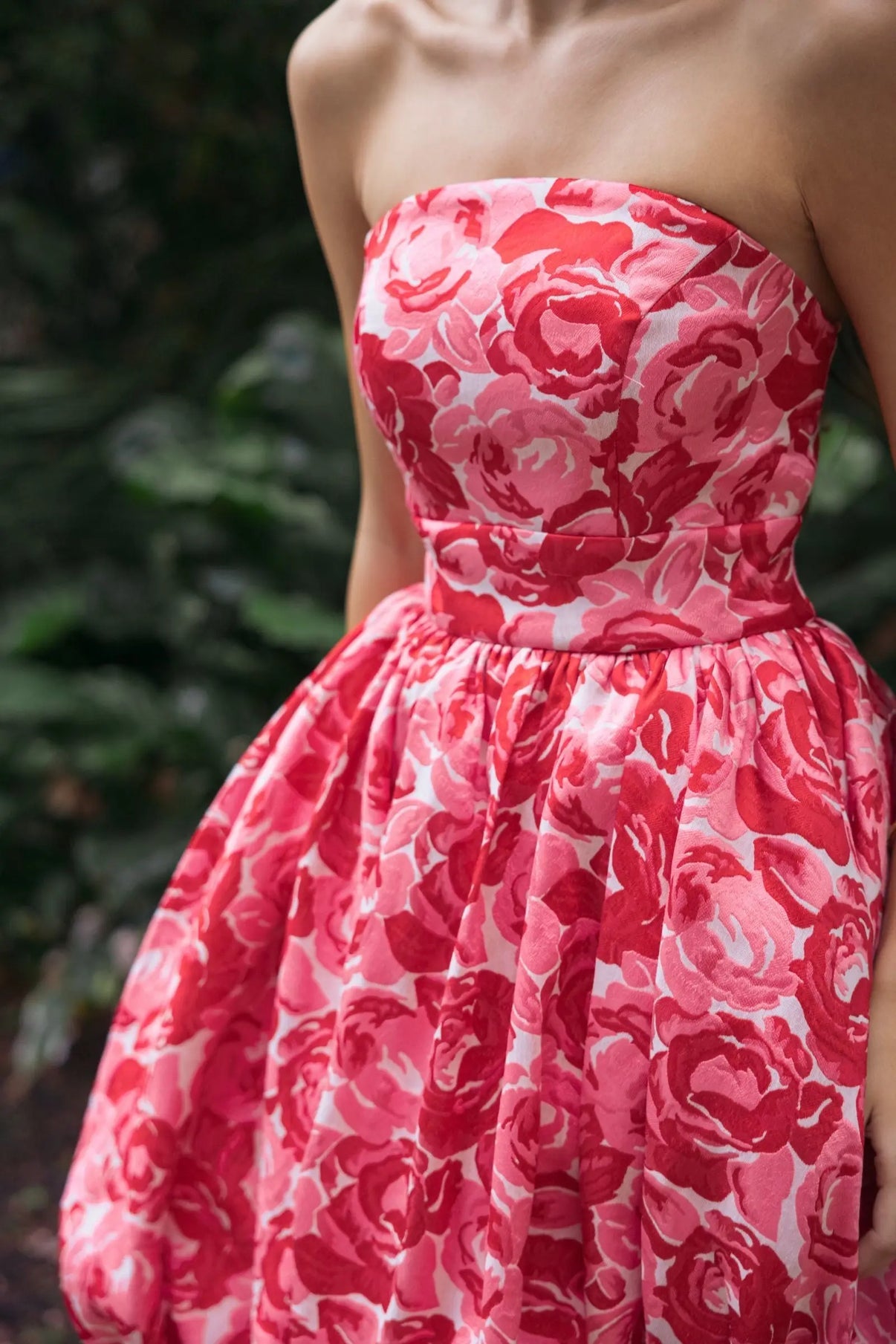 Strapless Ball Gown Floral Formal Dress by Mac Duggal 21254 in Pink Multi