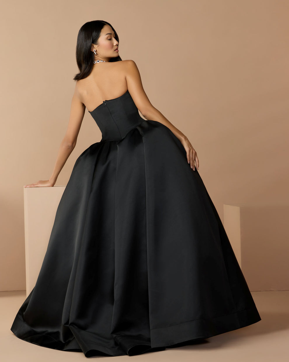 Strapless Curved Neck Floor-Length Satin Formal Ball Gown Mac Duggal 21259