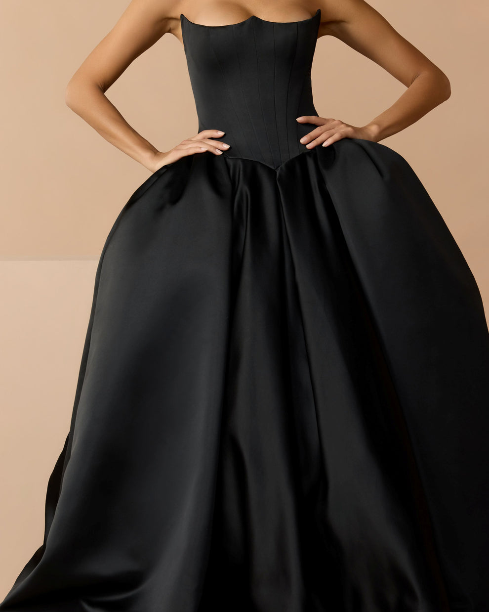 Strapless Curved Neck Floor-Length Satin Formal Ball Gown Mac Duggal 21259