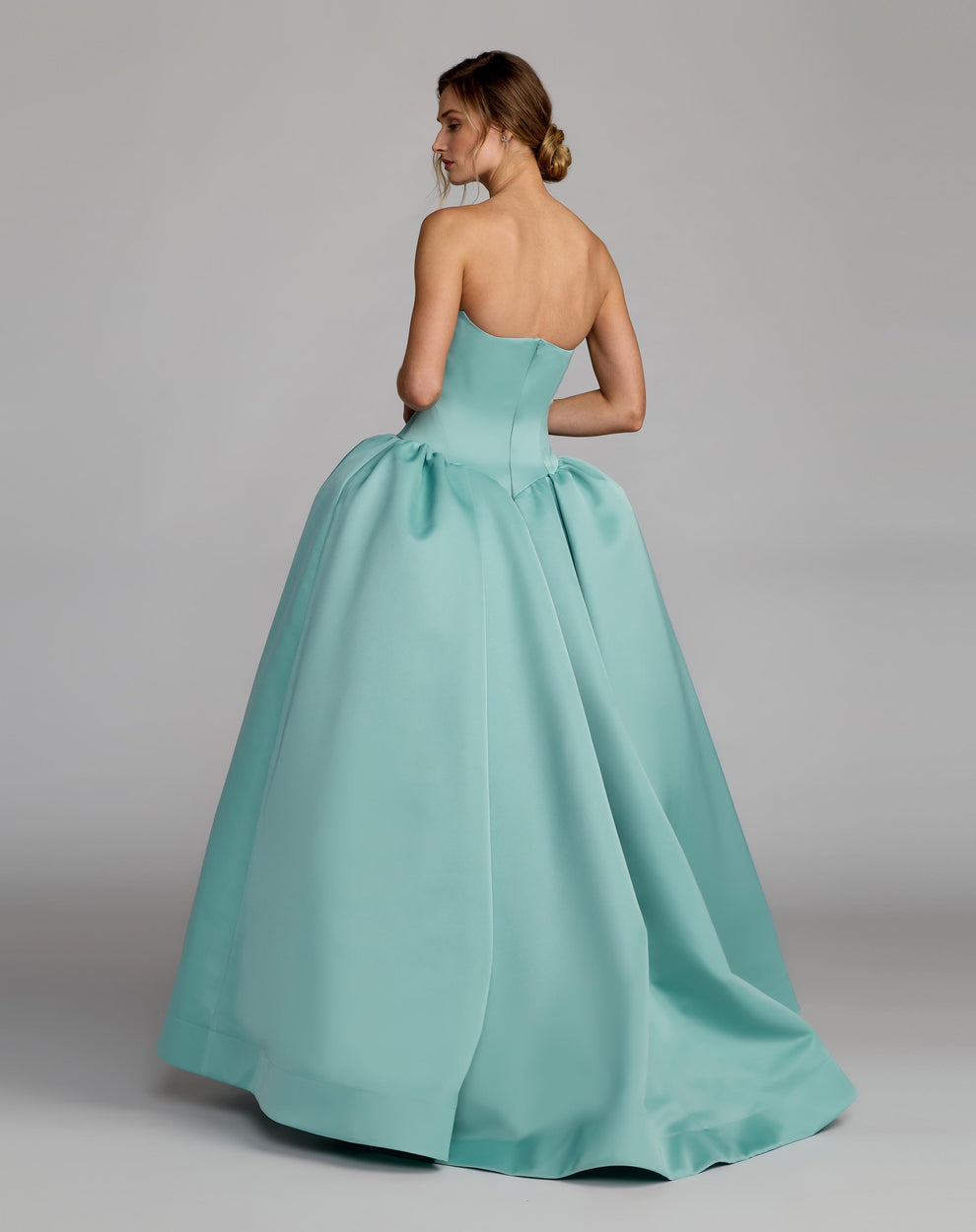 Strapless Curved Neck Floor-Length Satin Formal Ball Gown Mac Duggal 21259