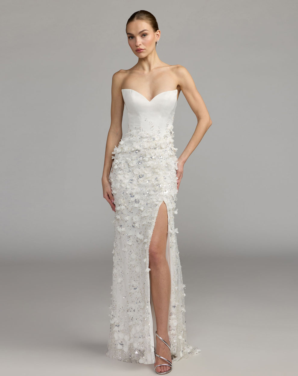 Strapless Curved Neck Floor-Length Lace Occasion Mermaid Mac Duggal 21261