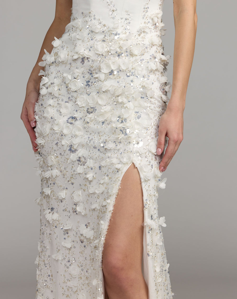 Strapless Curved Neck Floor-Length Lace Occasion Mermaid Mac Duggal 21261