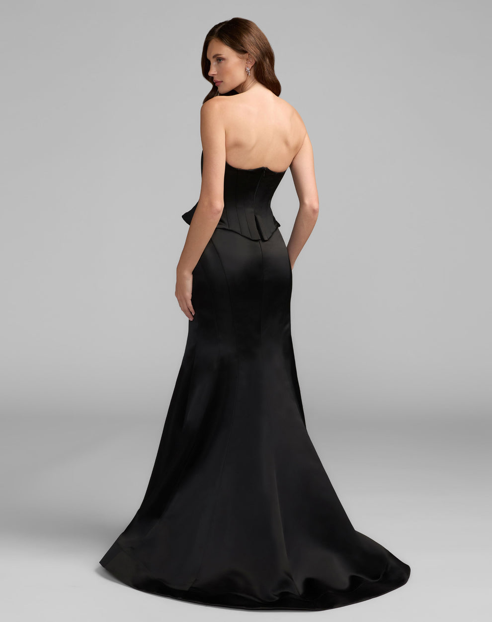 Strapless Curved Neck Floor-Length Satin Prom Mermaid Trumpet Mac Duggal 21270