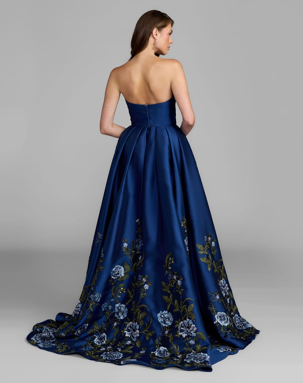 Strapless Straight Neck Floor-Length with Train Satin Prom A-Line Mac Duggal 21282
