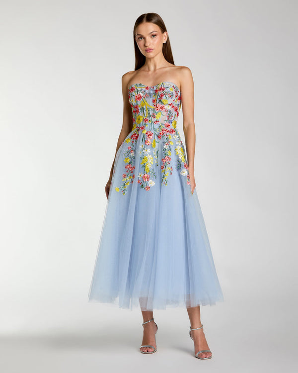 Short Floral Midi A Line Cocktail Dress Mac Duggal 21304
