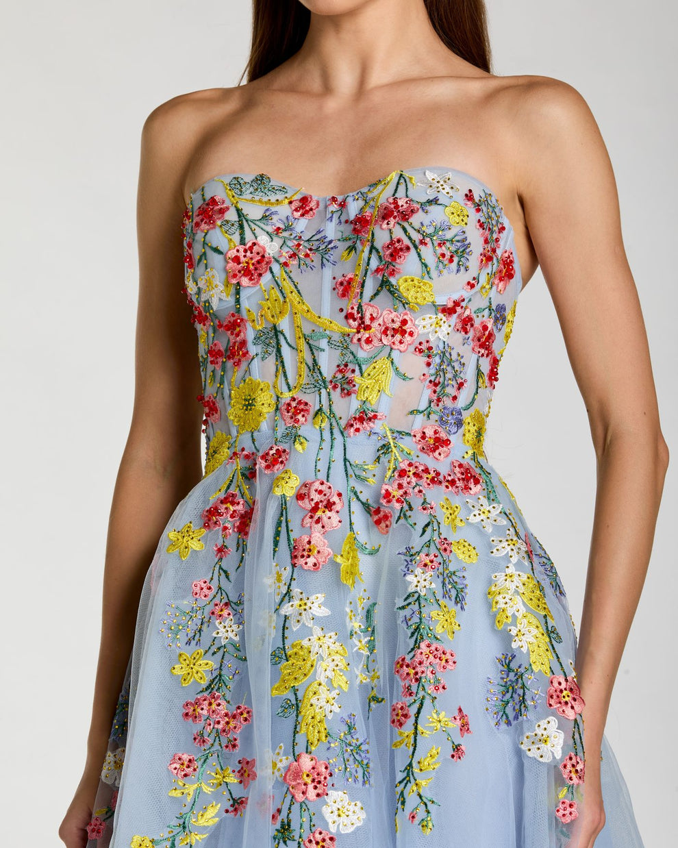 Cocktail Dresses Short Floral Midi A Line Cocktail Dress Mac Duggal 21304 Periwinkle Multi