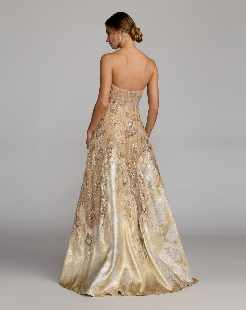 Strapless Curved Neck Floor-Length Satin Prom Ball Gown Mac Duggal 21305