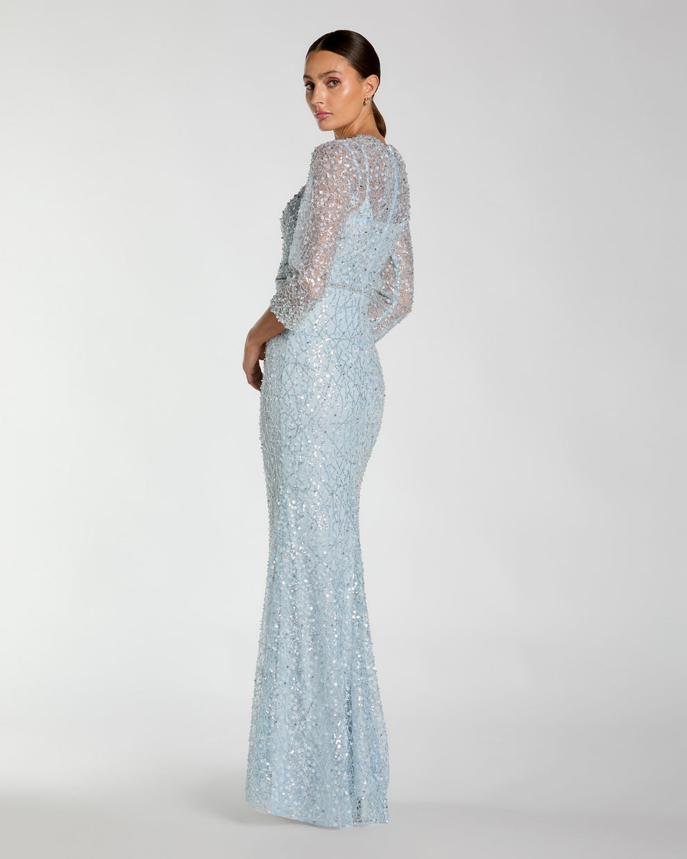 Mother of the Bride Dresses Long Formal Beaded Mother of the Bride Dress Mac Duggal 21313 Powder Blue
