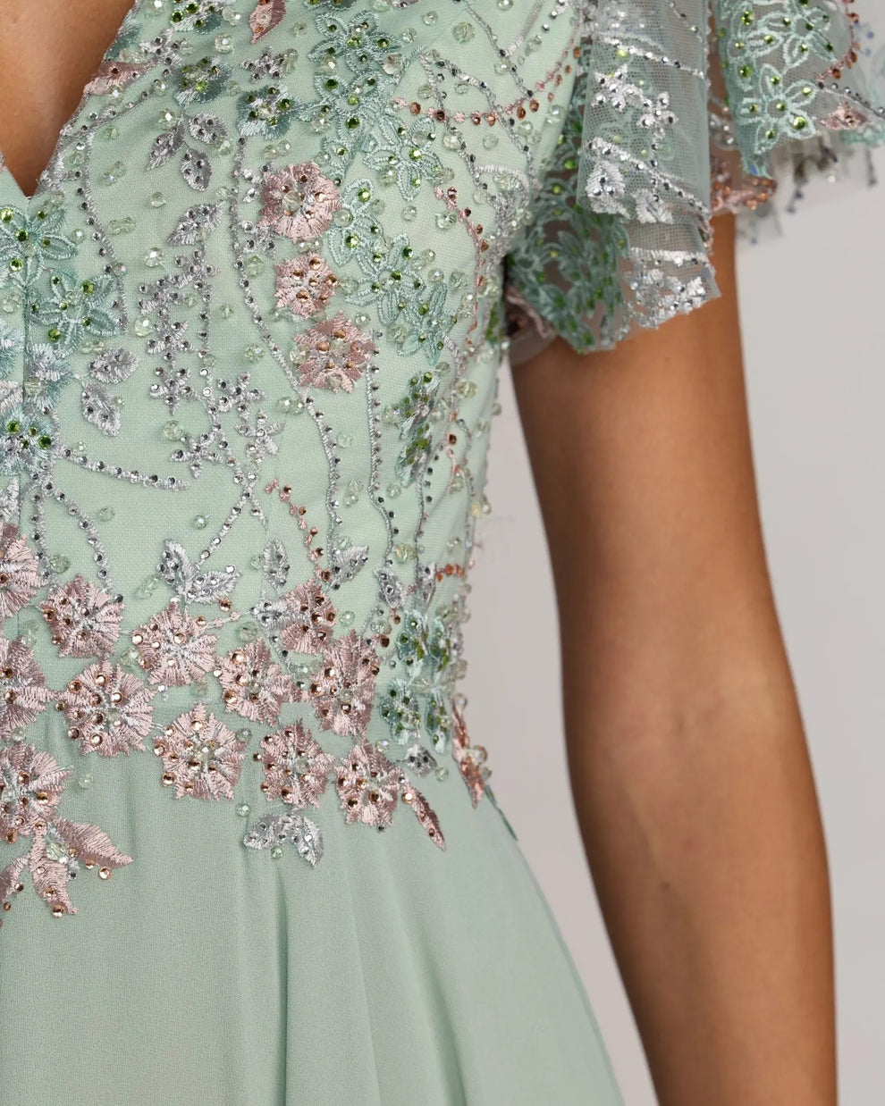 V-Neck Floor-Length Chiffon Formal A-Line Gown Mac Duggal 21314