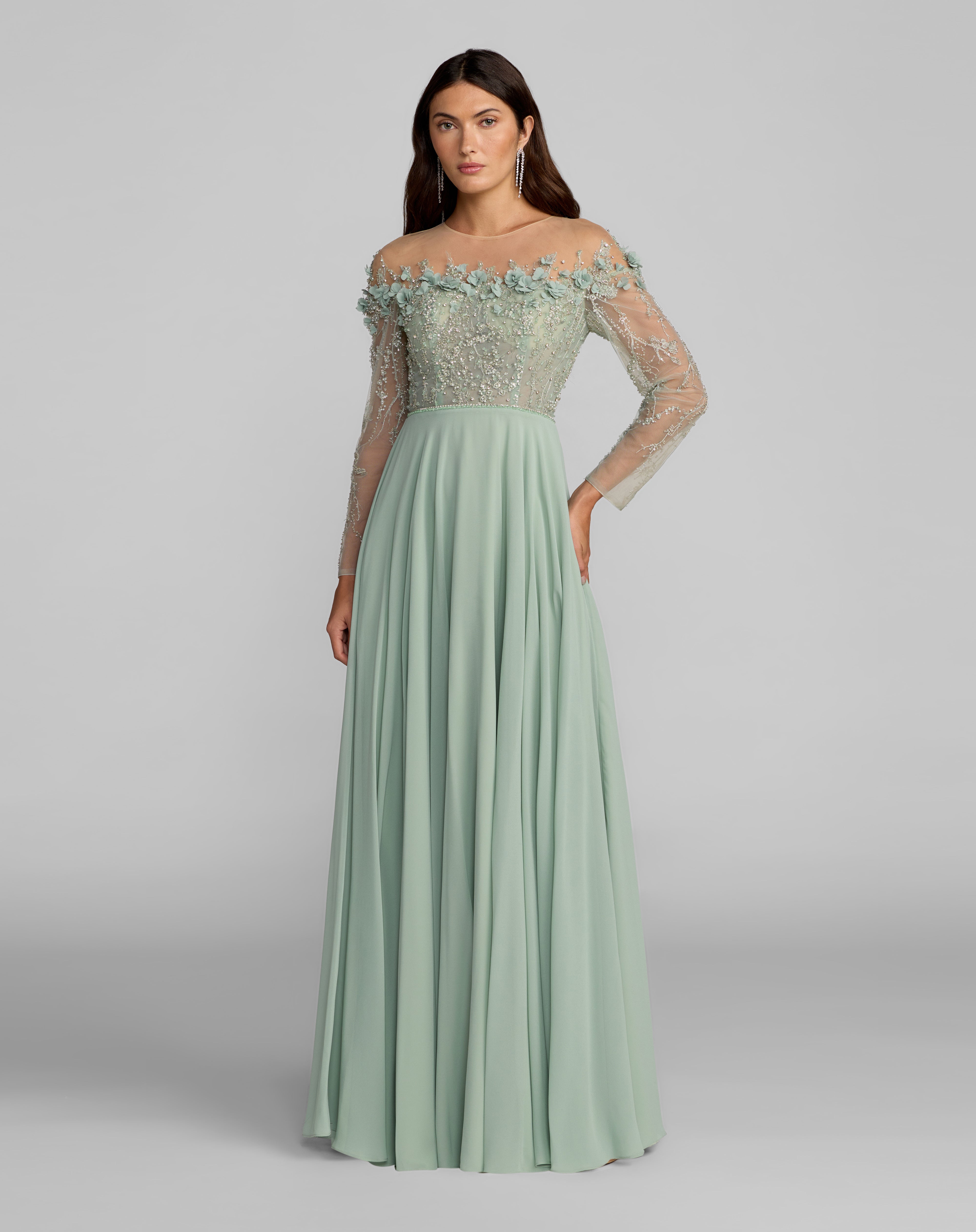 Off-the-Shoulder Floor-Length Chiffon Evening A-Line Mac Duggal 21315