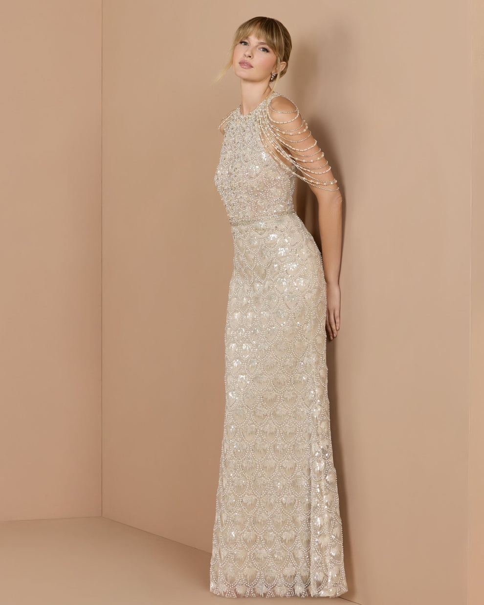 Crew/High-Neck Floor-Length Sequin Formal Mermaid Mac Duggal 21322