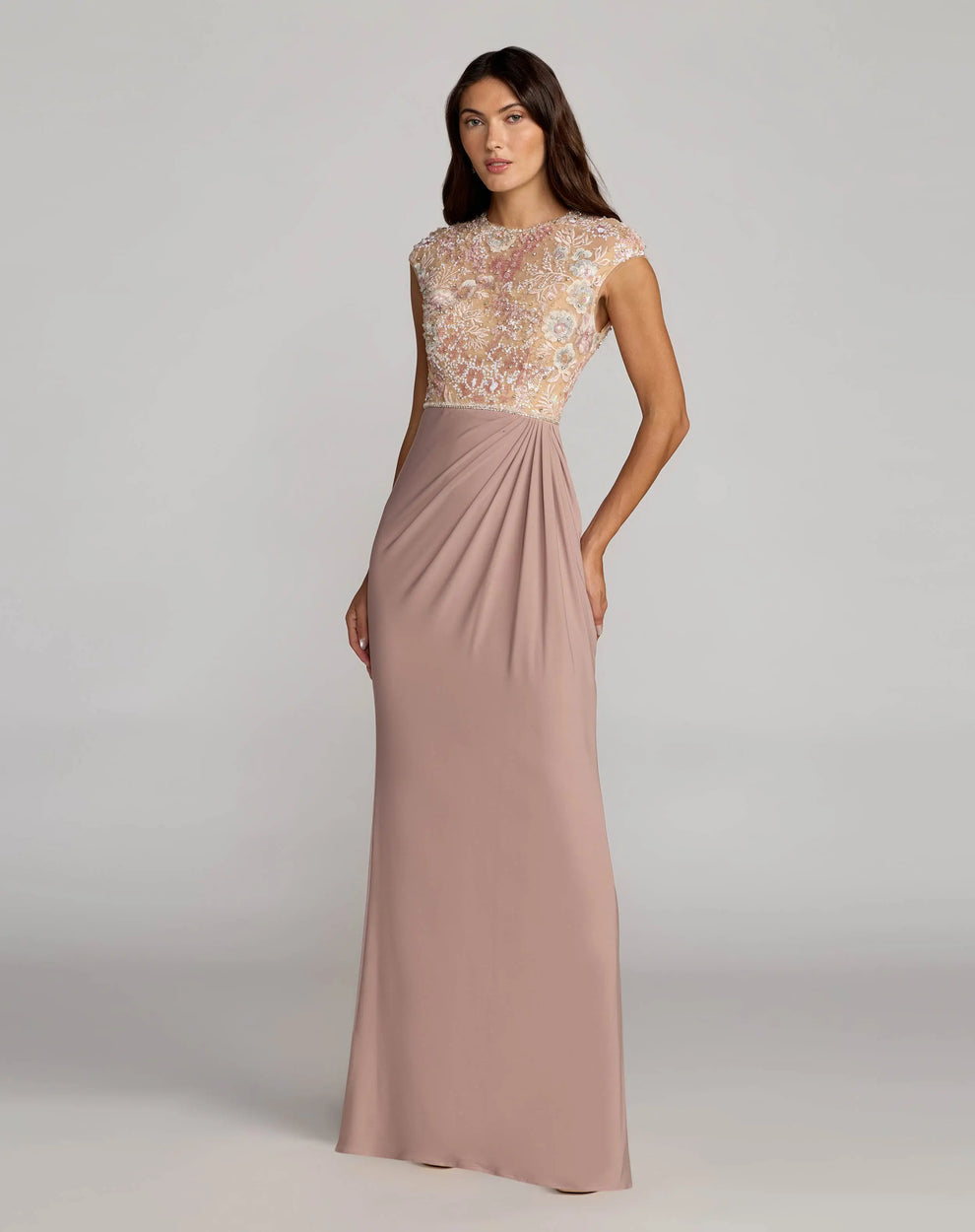 Illusion Floor-Length Jersey Evening Sheath Mac Duggal 21324