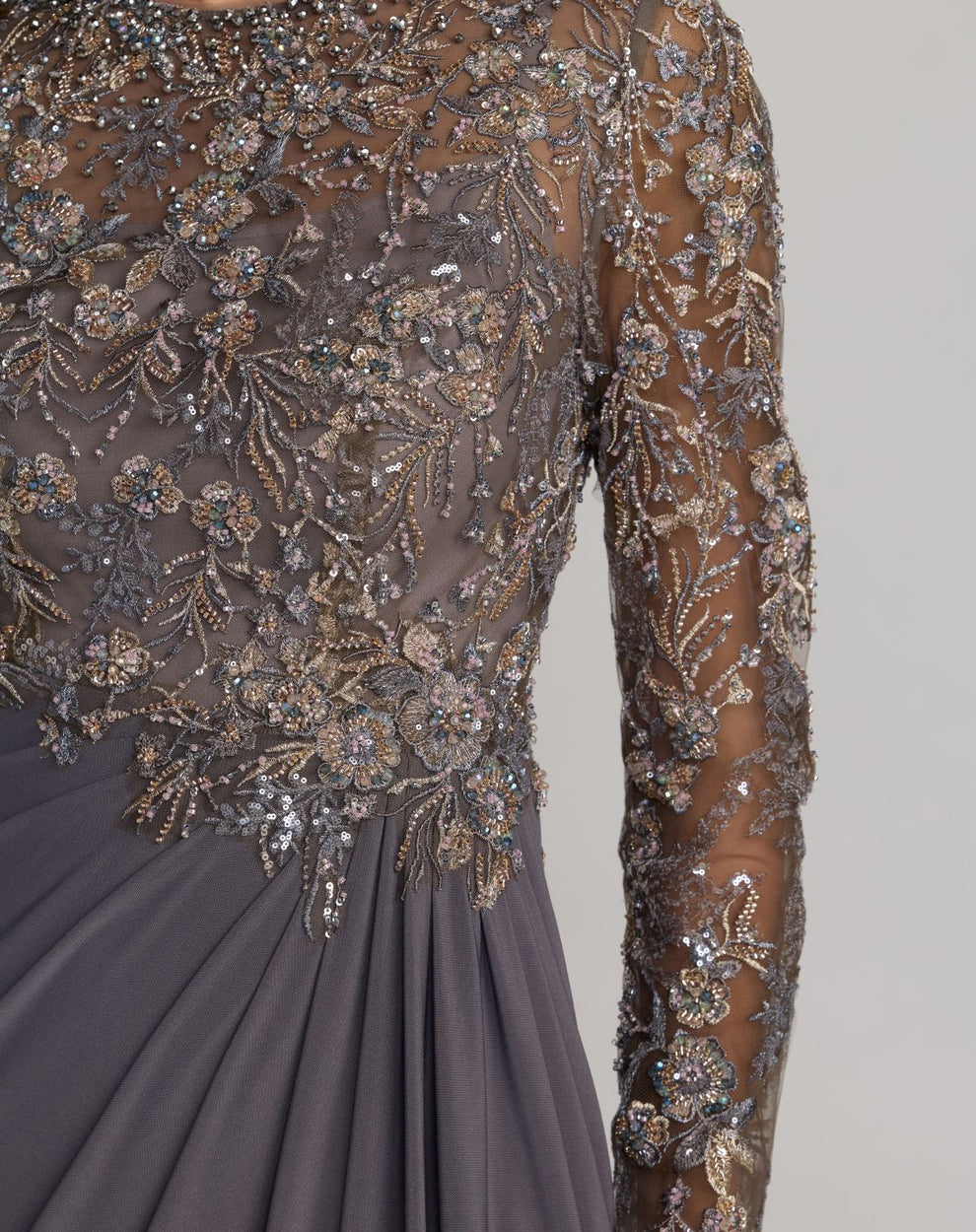 Jewel Floor-Length Jersey Evening Sheath Column Mac Duggal 21328