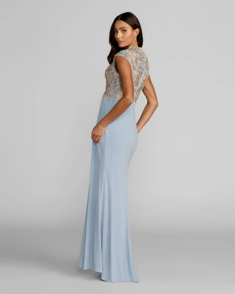 V-Neck Floor-Length Jersey Formal Mermaid/Trumpet Gown Mac Duggal 21330
