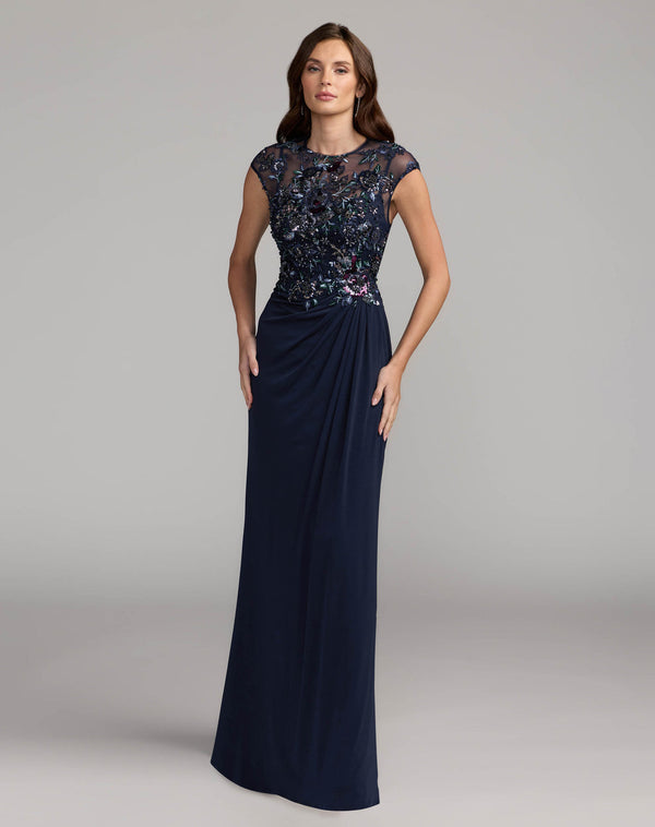 Illusion Floor-Length Jersey Formal Sheath Mac Duggal 21331