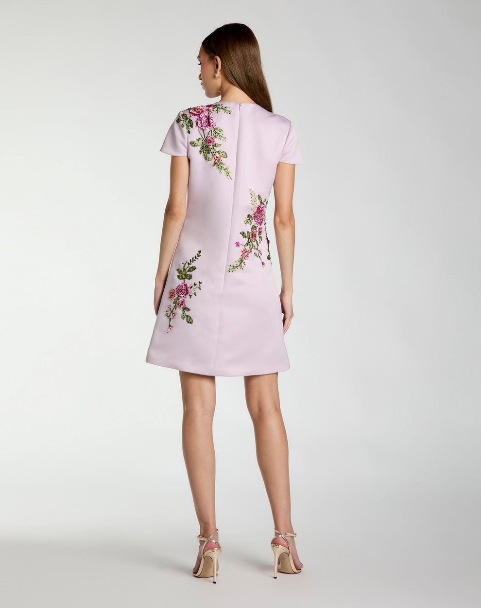 Cocktail Dresses Short Floral Mini Cocktail Dress Mac Duggal 21338 Lilac