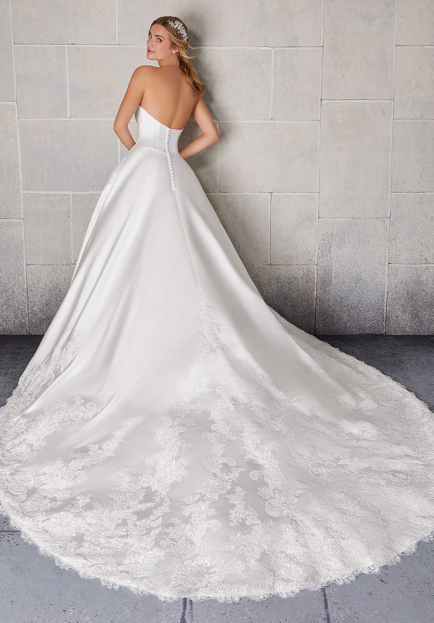 Wedding Dresses Long A Line Wedding Bridal Dress MGNY Madeline Gardner New York 2134 Ivory