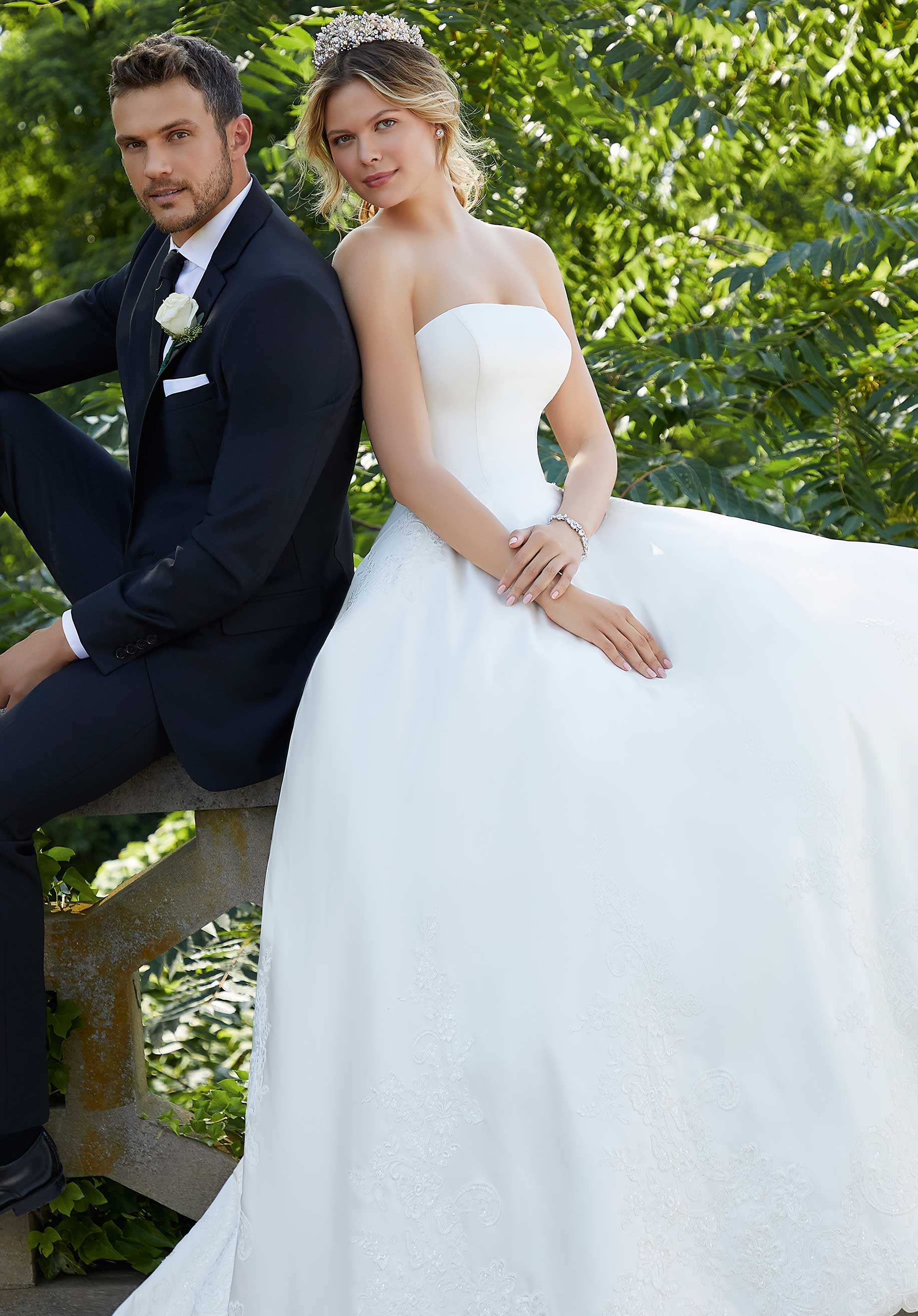 Wedding Dresses Long A Line Wedding Bridal Dress MGNY Madeline Gardner New York 2134 Ivory