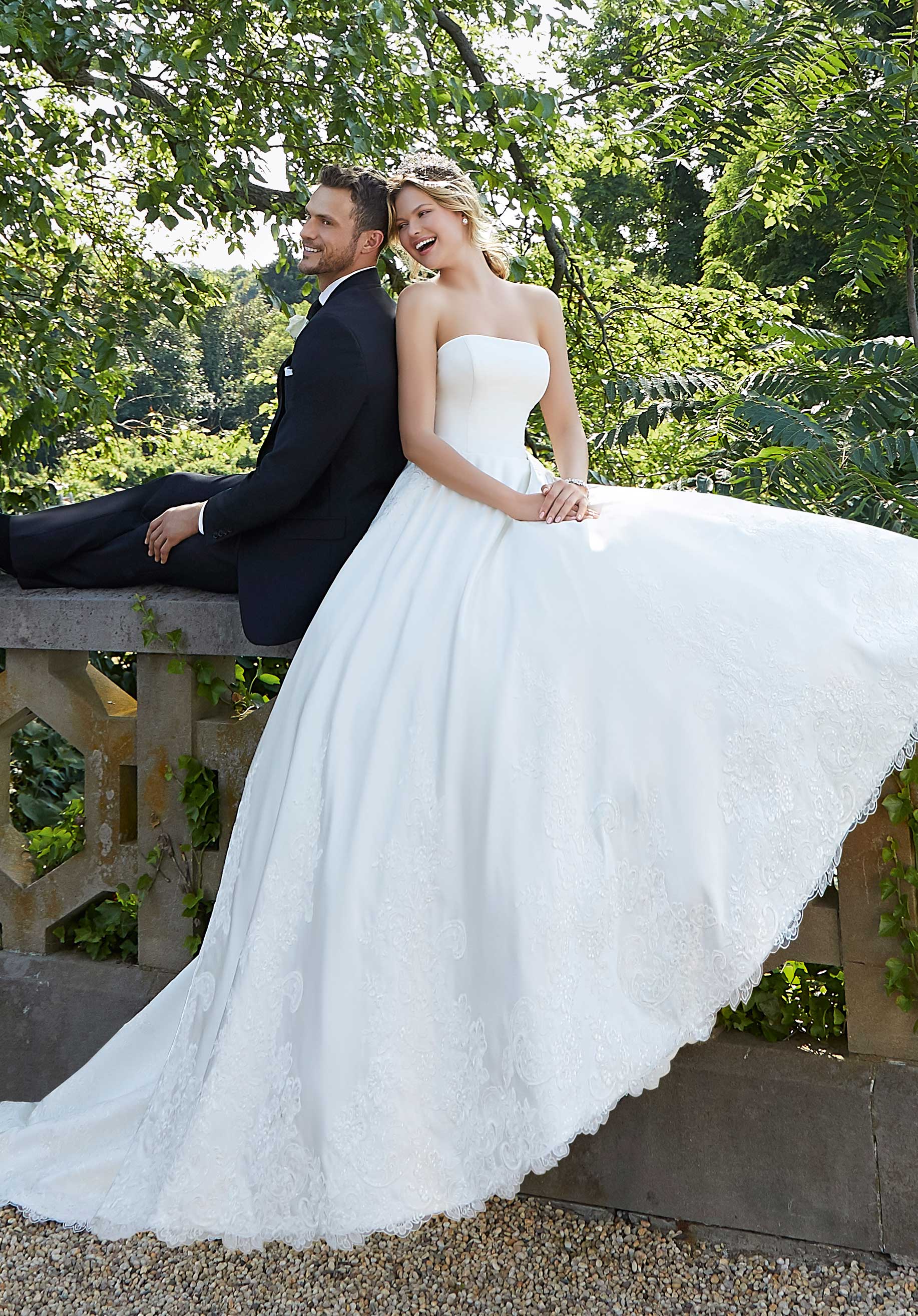 Wedding Dresses Long A Line Wedding Bridal Dress MGNY Madeline Gardner New York 2134 Ivory