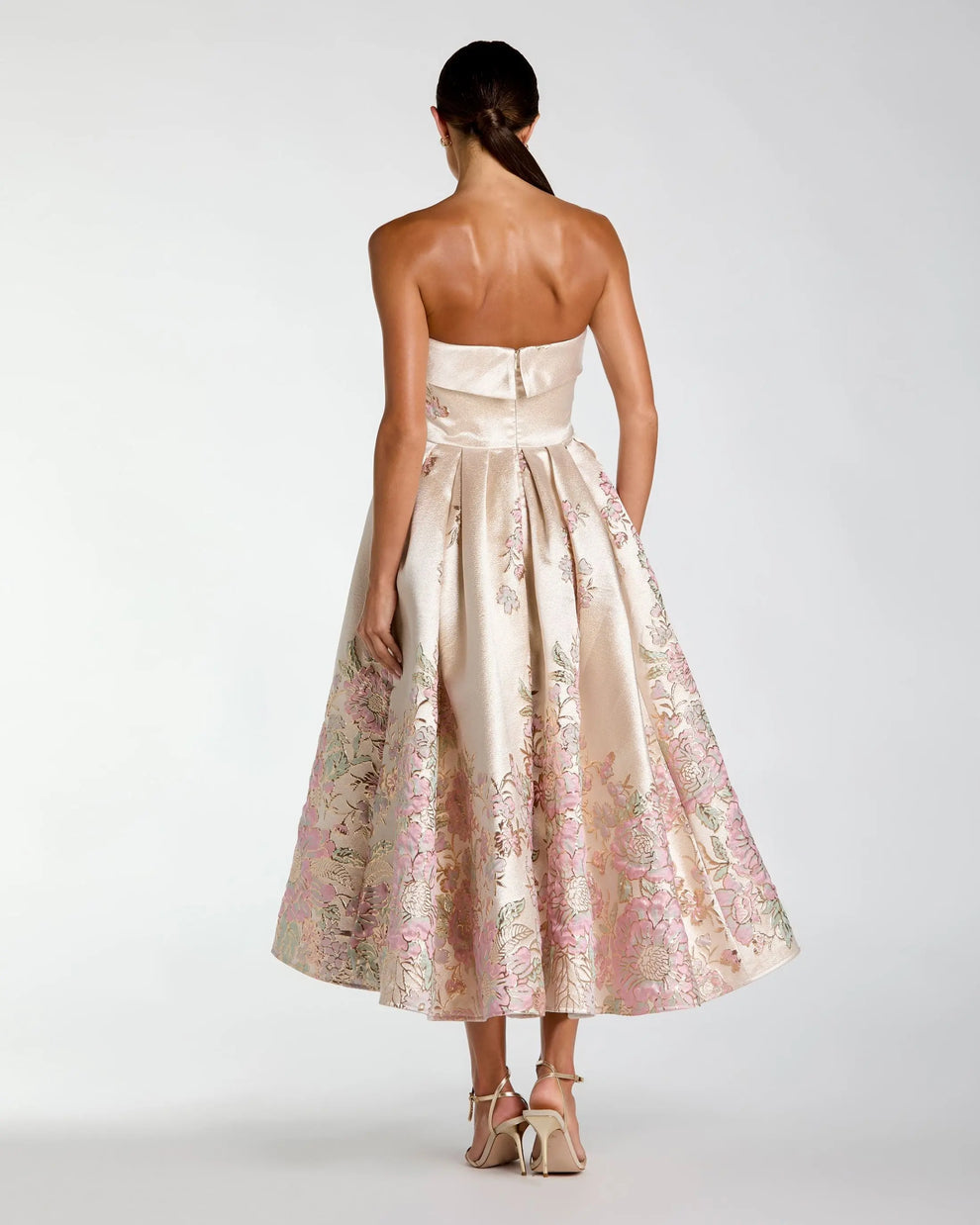 Cocktail Dresses Short A Line Midi Cocktail Dress Mac Duggal 21372 Champagne Multi