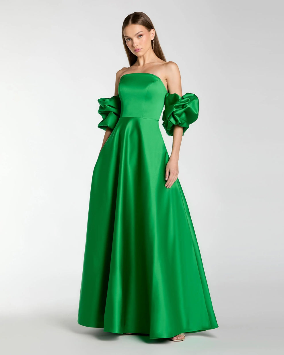 Strapless Floor-Length Satin Formal A-Line Gown Mac Duggal 21375
