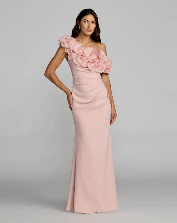 One-Shoulder Floor-Length Crepe Formal Mermaid Gown Mac Duggal 21383