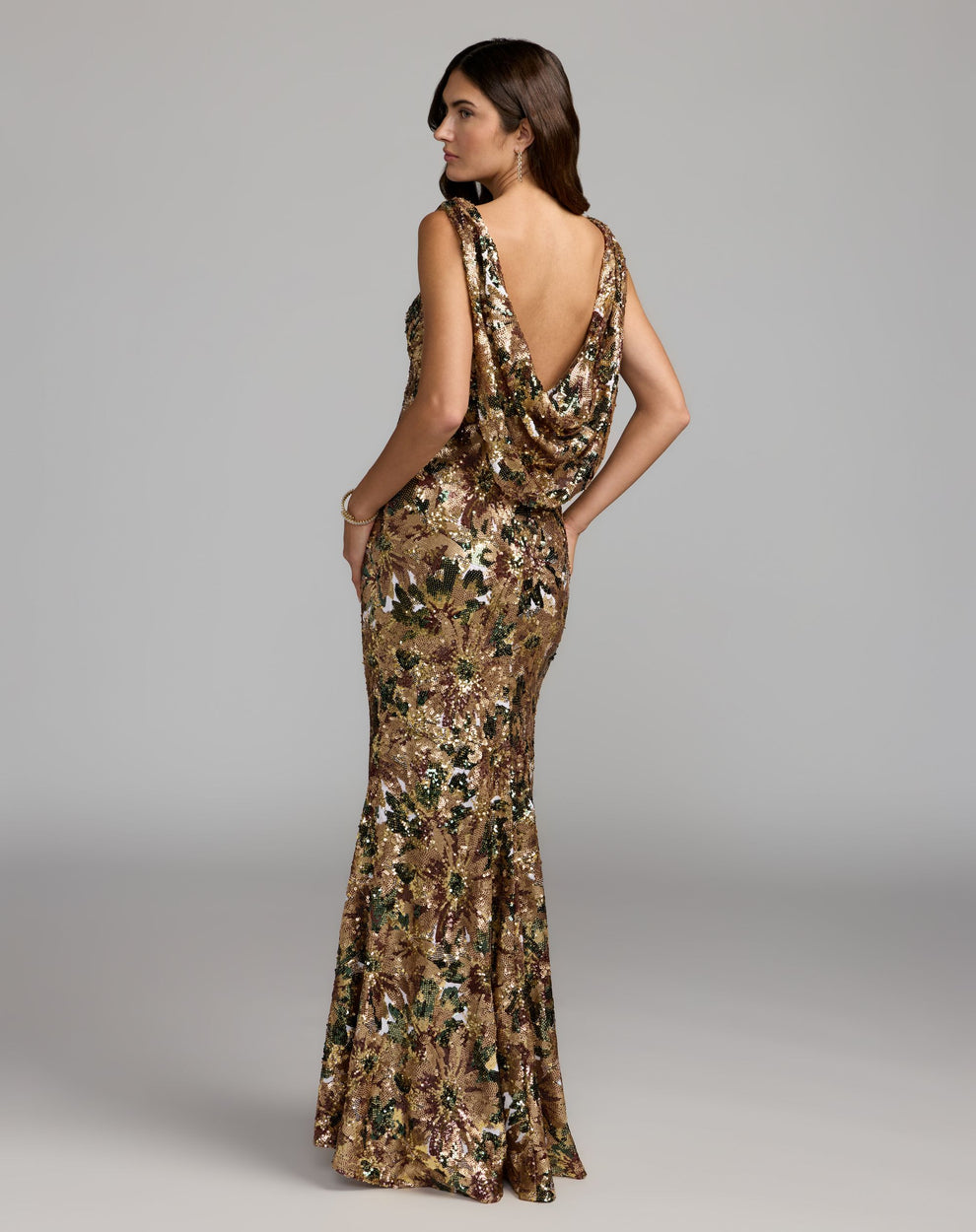 Cowl Floor-Length Sequin Formal Mermaid Mac Duggal 21392
