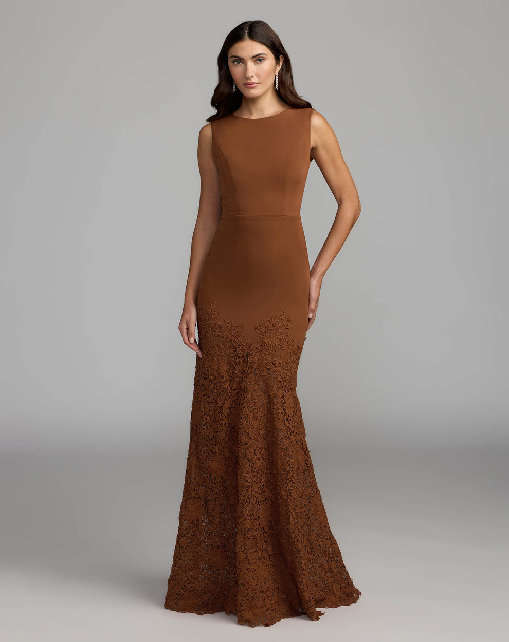 Crew High-Neck Floor-Length Lace Formal Mermaid Mac Duggal 21400