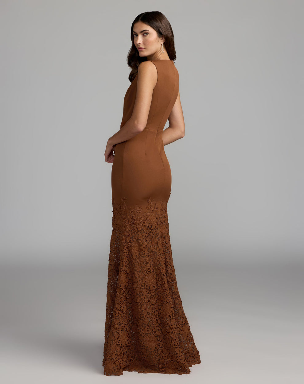 Crew High-Neck Floor-Length Lace Formal Mermaid Mac Duggal 21400