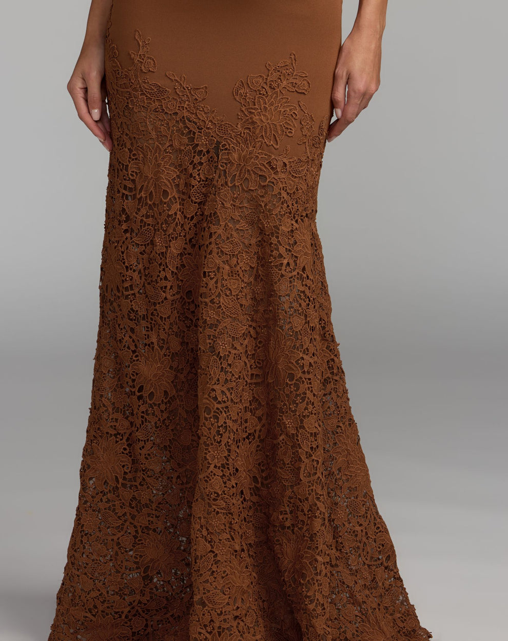Crew High-Neck Floor-Length Lace Formal Mermaid Mac Duggal 21400