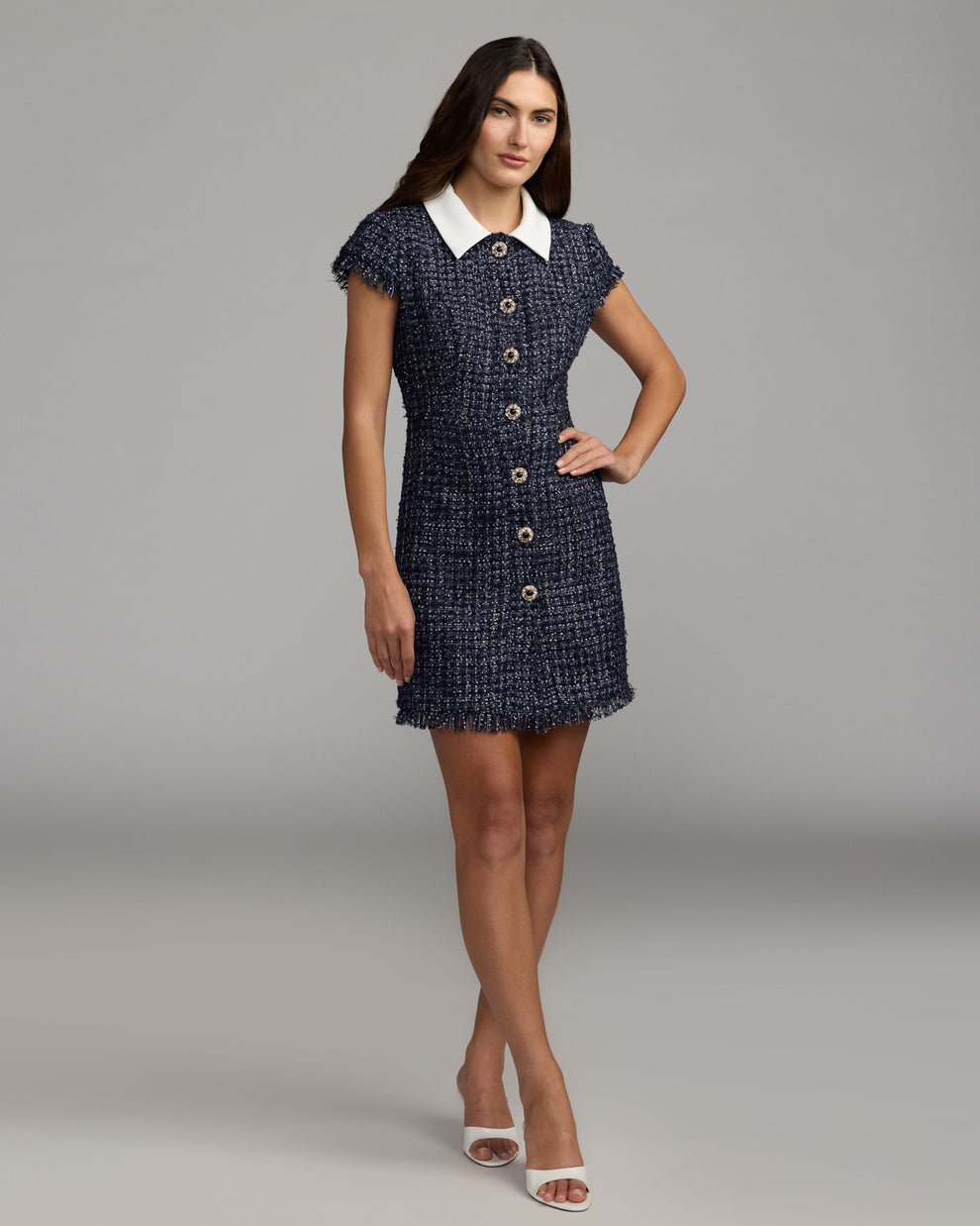 Crew High-Neck Mini Short Crepe Cocktail Fit & Flare Mac Duggal 21422
