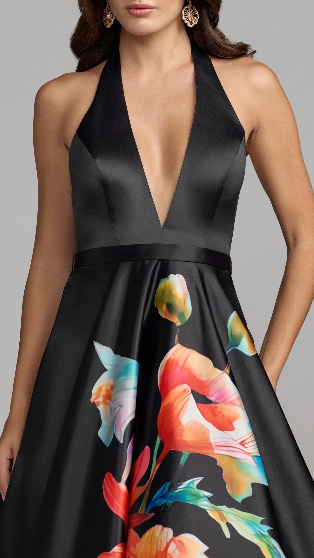 Mac Duggal style 21426 in Black Multi, detail view