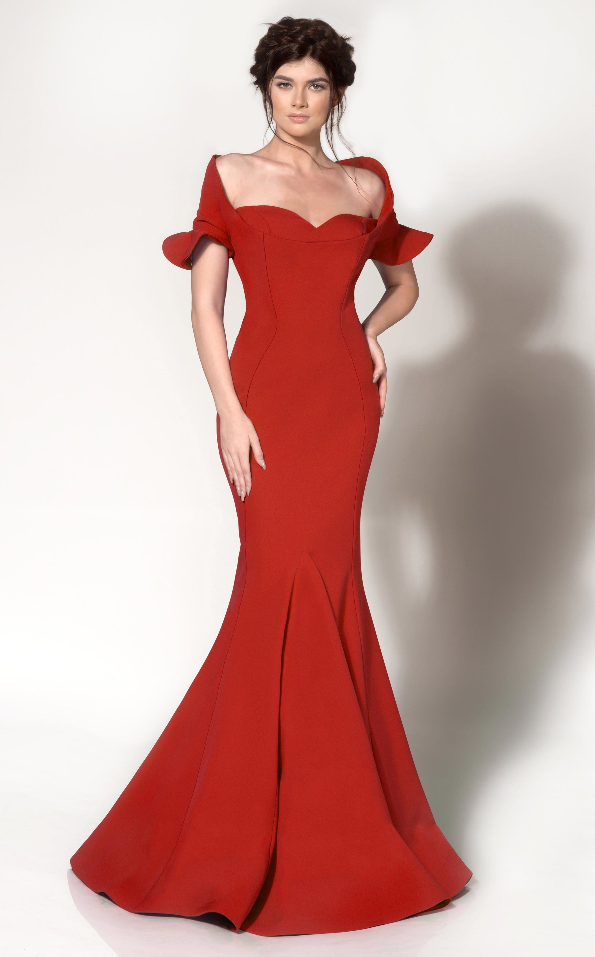 MNM Couture 2144A Long Mermaid Formal Ruffled Evening Dress